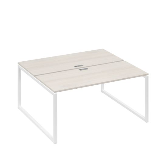Рабочая станция (2х160) с опорами QUATTRO дуб / металлокаркас белый