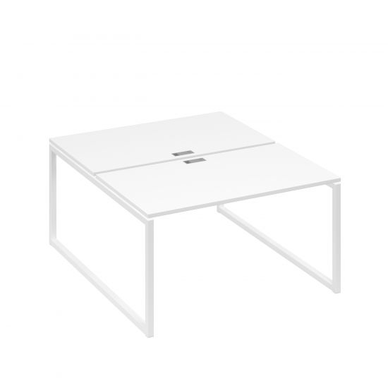 Рабочая станция QUATTRO (2х140) опоры металлокаркас белый премиум / металлокаркас белый