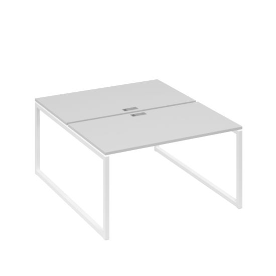 Рабочая станция QUATTRO (2х140) опоры металлокаркас серый / металлокаркас белый