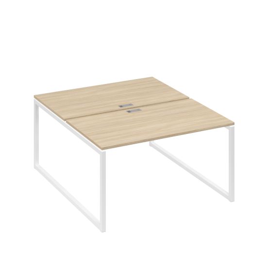 Рабочая станция QUATTRO (2х140) опоры металлокаркас дуб скандинавский / металлокаркас белый