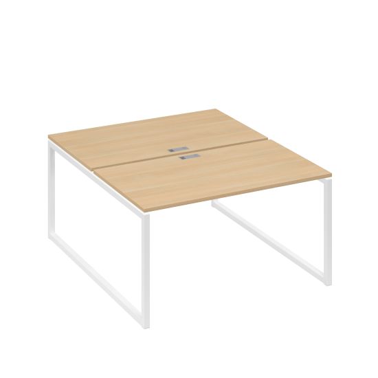 Рабочая станция QUATTRO (2х140) опоры металлокаркас натуральный дуб / металлокаркас белый
