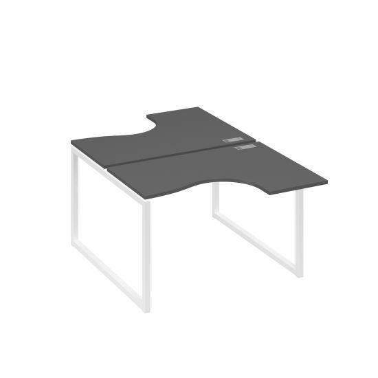 Рабочая станция эргономичная Классика каркас QUATTRO (2х120) антрацит премиум / металлокаркас белый