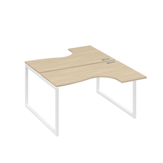 Рабочая станция каркас QUATTRO столы Классика (2х140) дуб скандинавский / металлокаркас белый