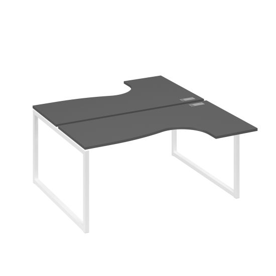 Рабочая станция QUATTRO (2х160) столы Классика эргономичные антрацит премиум / металлокаркас белый