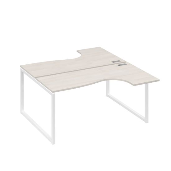 Рабочая станция QUATTRO (2х160) столы Классика эргономичные дуб / металлокаркас белый