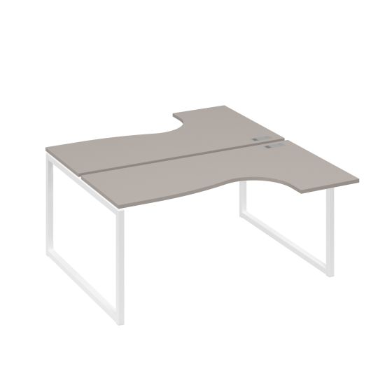 Рабочая станция QUATTRO (2х160) столы Классика эргономичные мокко премиум / металлокаркас белый