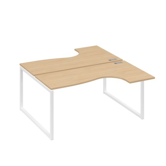 Рабочая станция QUATTRO (2х160) столы Классика эргономичные натуральный дуб / металлокаркас белый