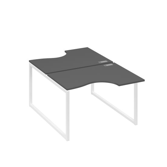 Рабочая станция столы Классика QUATTRO (2х120) антрацит премиум / металлокаркас белый