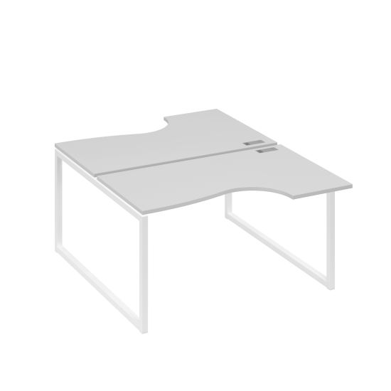 Рабочая станция каркас QUATTRO (2х140) столы Классика серый / металлокаркас белый