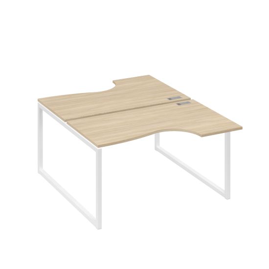 Рабочая станция каркас QUATTRO (2х140) столы Классика дуб скандинавский / металлокаркас белый