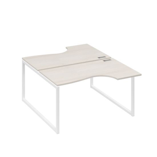 Рабочая станция каркас QUATTRO (2х140) столы Классика дуб / металлокаркас белый