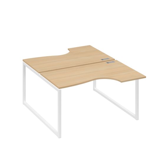 Рабочая станция каркас QUATTRO (2х140) столы Классика натуральный дуб / металлокаркас белый