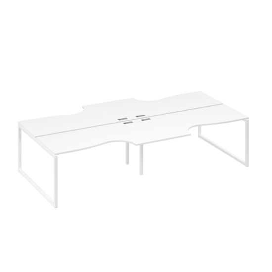 Рабочая станция QUATTRO (4х160) столы Классика белый премиум / металлокаркас белый