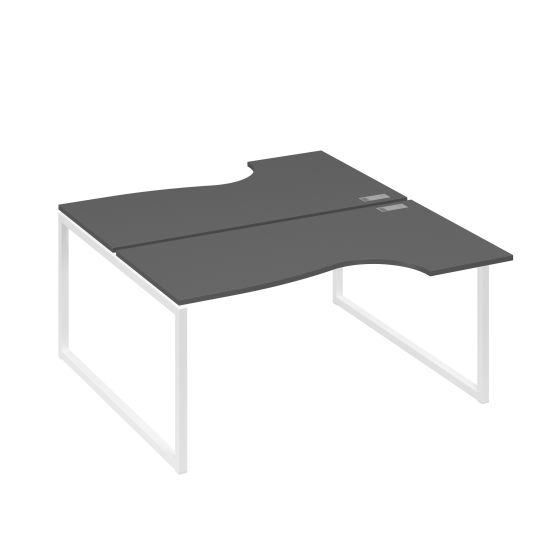 Рабочая станция (2х160) столы Классика опоры QUATTRO антрацит премиум / металлокаркас белый