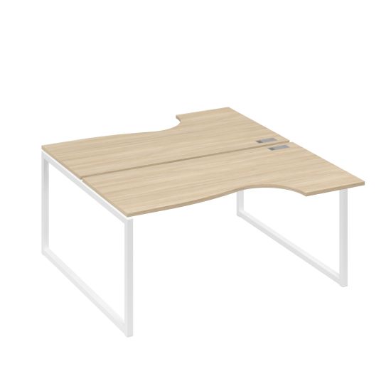 Рабочая станция (2х160) столы Классика опоры QUATTRO дуб скандинавский / металлокаркас белый