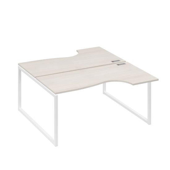 Рабочая станция (2х160) столы Классика опоры QUATTRO дуб / металлокаркас белый