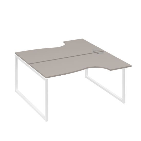Рабочая станция (2х160) столы Классика опоры QUATTRO мокко премиум / металлокаркас белый
