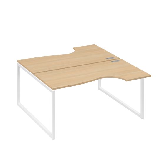 Рабочая станция (2х160) столы Классика опоры QUATTRO натуральный дуб / металлокаркас белый
