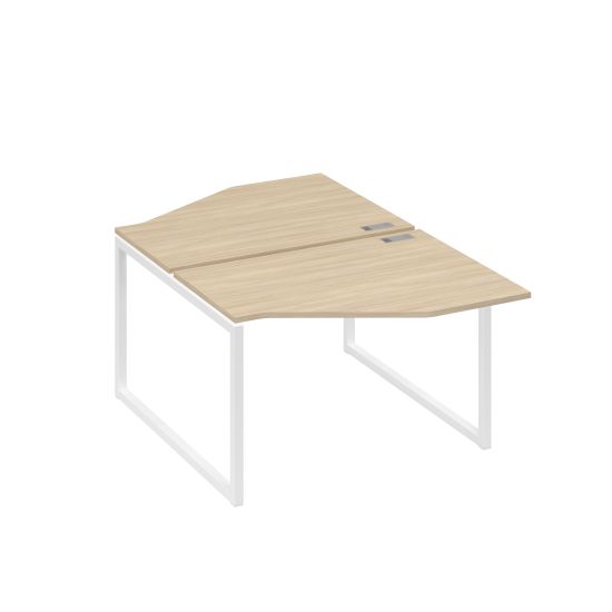 Станция каркас QUATTRO столы (2х120) эргономичные Техно дуб скандинавский / металлокаркас белый