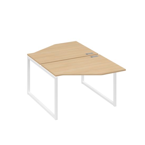 Станция каркас QUATTRO столы (2х120) эргономичные Техно натуральный дуб / металлокаркас белый