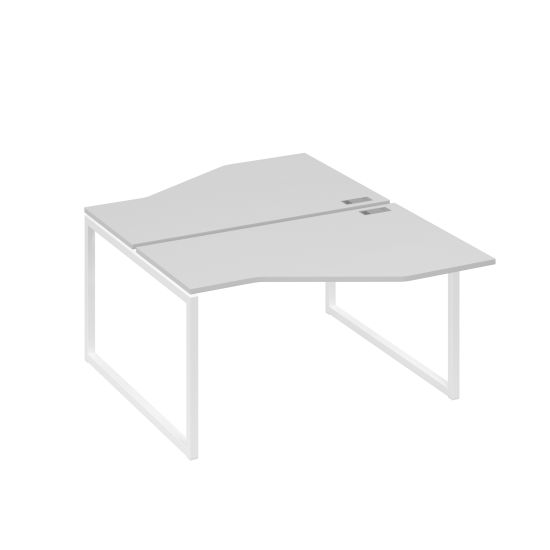 Рабочая станция со столами (2х140) Техно на каркасе QUATTRO серый / металлокаркас белый