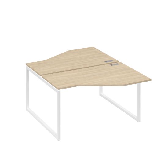 Рабочая станция со столами (2х140) Техно на каркасе QUATTRO дуб скандинавский / металлокаркас белый