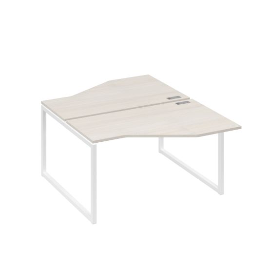 Рабочая станция со столами (2х140) Техно на каркасе QUATTRO дуб / металлокаркас белый