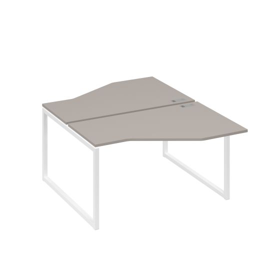 Рабочая станция со столами (2х140) Техно на каркасе QUATTRO мокко премиум / металлокаркас белый