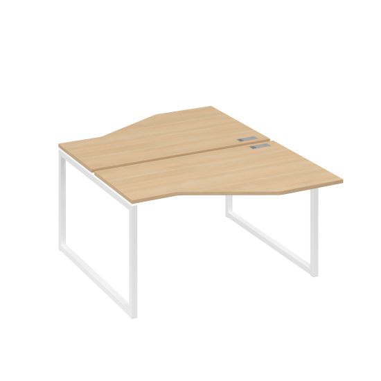 Рабочая станция со столами (2х140) Техно на каркасе QUATTRO натуральный дуб / металлокаркас белый