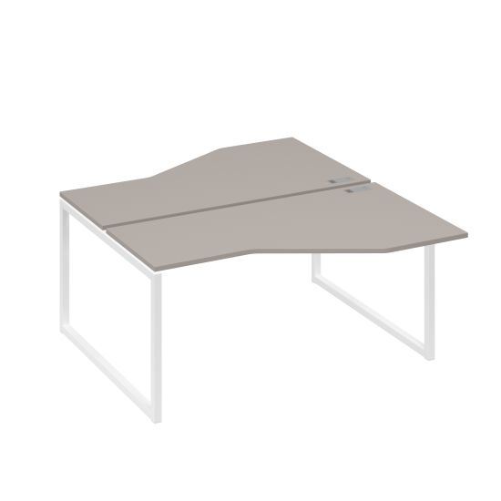 Рабочая станция со столами Техно (2х160) каркас QUATTRO мокко премиум / металлокаркас белый