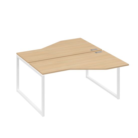Рабочая станция со столами Техно (2х160) каркас QUATTRO натуральный дуб / металлокаркас белый