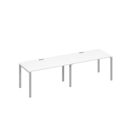 Станция на каркасе UNO столы 2х140 белый премиум / металлокаркас серый