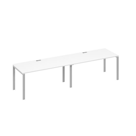 Рабочая станция каркас UNO столы (2х160) белый премиум / металлокаркас серый