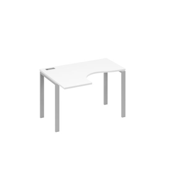 Стол левый эргономичный Классика на металлокаркасе UNO белый премиум / металлокаркас серый