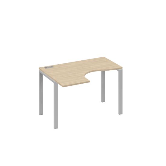 Стол левый эргономичный Классика на металлокаркасе UNO дуб скандинавский / металлокаркас серый