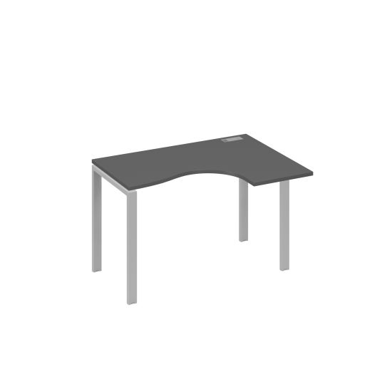 Стол правый Классика на металлокаркасе UNO эргономичный антрацит премиум / металлокаркас серый