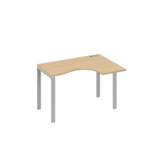 Стол правый Классика на металлокаркасе UNO эргономичный натуральный дуб / металлокаркас серый