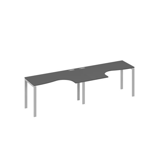 Рабочая станция UNO (2х140) со столами Классика антрацит премиум / металлокаркас серый