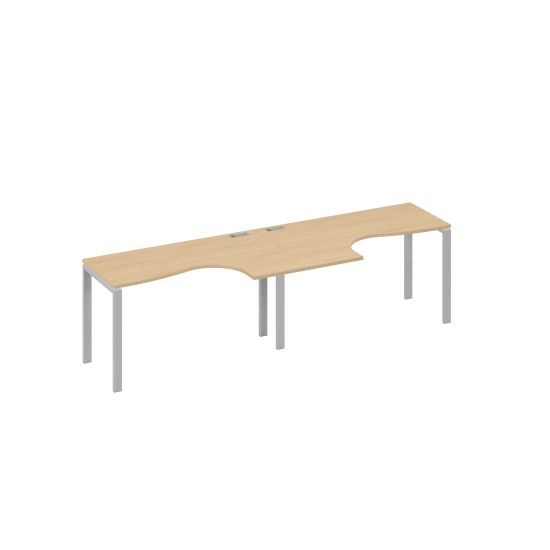 Рабочая станция UNO (2х140) со столами Классика натуральный дуб / металлокаркас серый