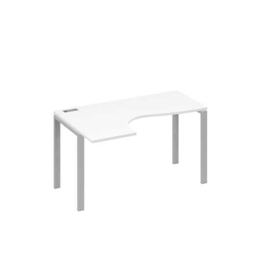 Стол левый на металлокаркасе UNO эргономичный Классика белый премиум / металлокаркас серый