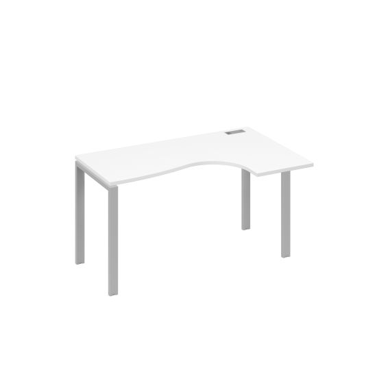 Стол правый Классика эргономичный на металлокаркасе UNO белый премиум / металлокаркас серый