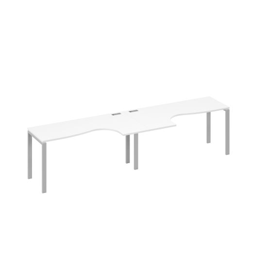 Рабочая станция столы Классика каркас UNO (2х160) белый премиум / металлокаркас серый