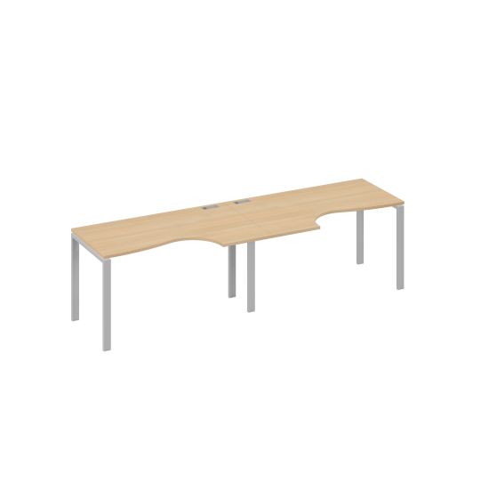 Рабочая станция столы Классика опоры UNO (2х140) натуральный дуб / металлокаркас серый