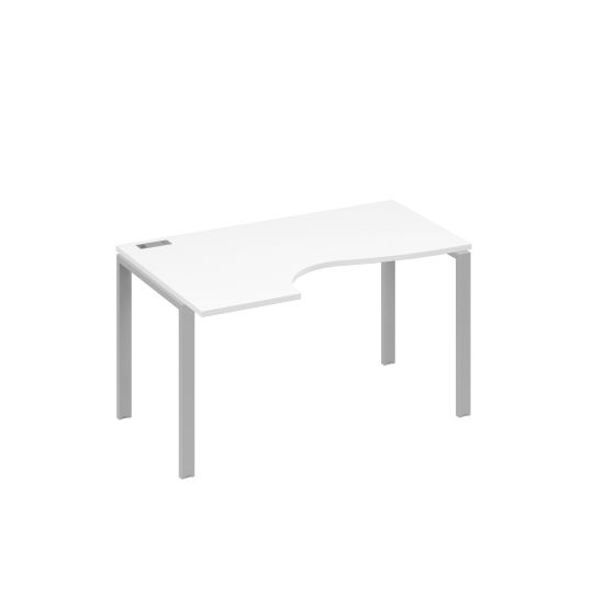 Стол Классика левый на металлокаркасе UNO эргономичный белый премиум / металлокаркас серый