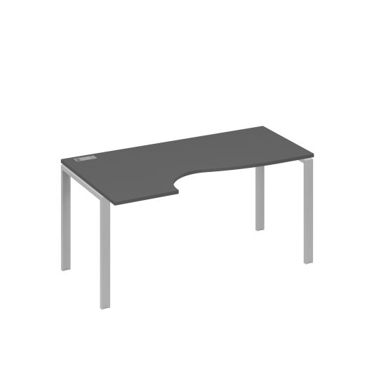 Стол эргономичный левый Классика на металлокаркасе UNO антрацит премиум / металлокаркас серый