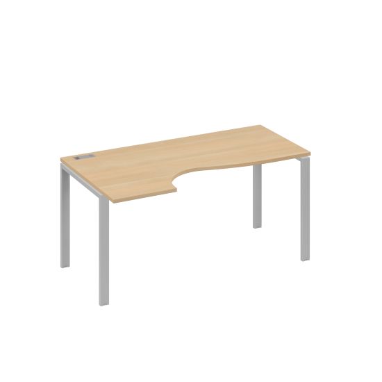 Стол эргономичный левый Классика на металлокаркасе UNO натуральный дуб / металлокаркас серый