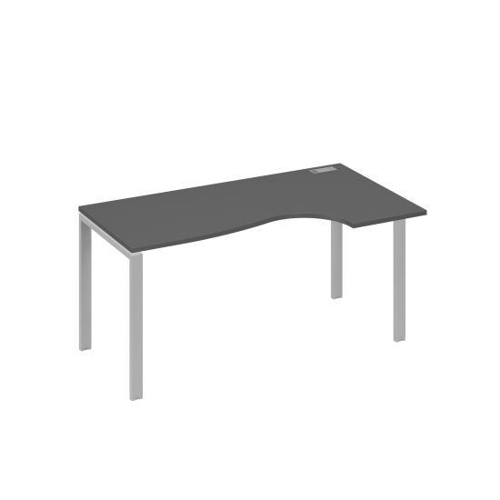 Стол на металлокаркасе UNO Классика эргономичный правый антрацит премиум / металлокаркас серый