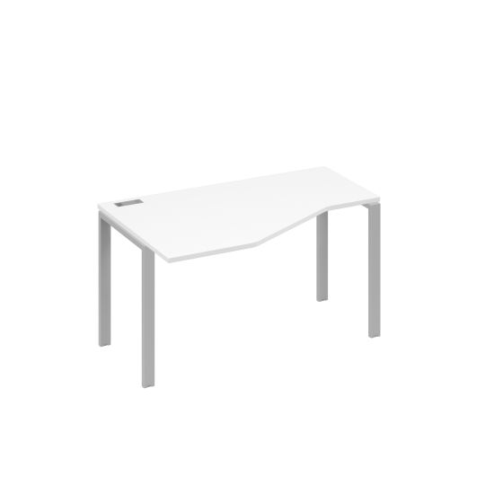 Стол 140х90 эргономичный левый Техно каркас UNO белый премиум / металлокаркас серый