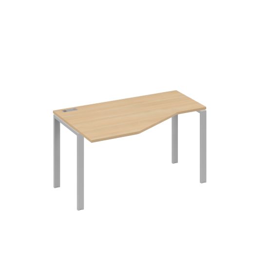 Стол 140х90 эргономичный левый Техно каркас UNO натуральный дуб / металлокаркас серый
