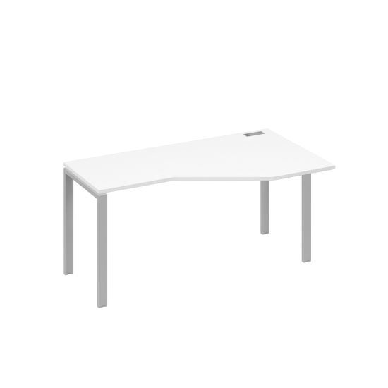 Стол Техно на металлокаркасе UNO эргономичный правый белый премиум / металлокаркас серый